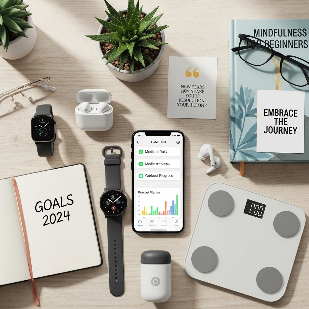 wellness tech, new year resolutions, digital health, habit tracking, personal growth