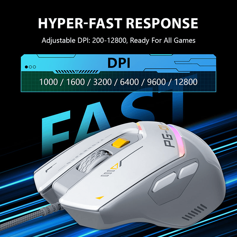 Chuột gaming INPHIC PG1 Chính Hãng | Wired, 12800 DPI, 78g, Trắng - Ảnh 5